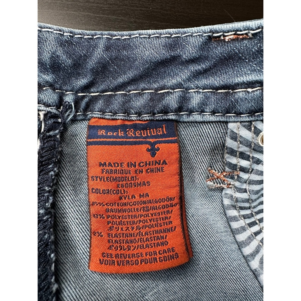 Rock Revival Ankle Skinny Jeans Womens 30 / 32 Blue Kyla Midrise Thick Stitching - Picture 3 of 8